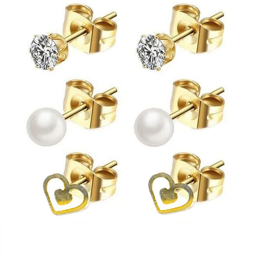 Women's or children's earrings - Gold stainless steel - heart