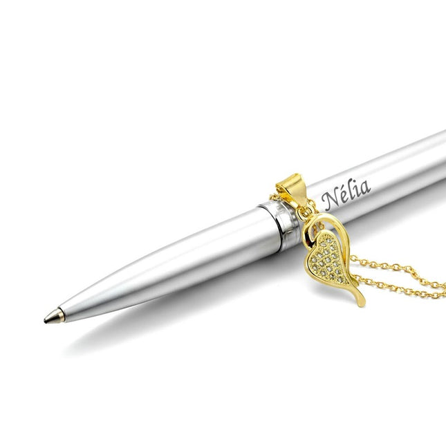 Collier pour femme ornée d'un joli cœur serti de zirconiums Colliers plaqué or Bijouxmode