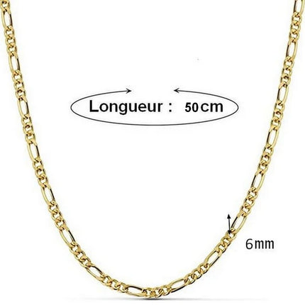 Chaine acier maille figaro couleur or - 50 cm - 6 mm Bijouxmode