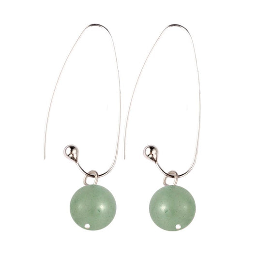 Boucles d'oreilles pendantes acier inoxydable pierres naturelles aventurine