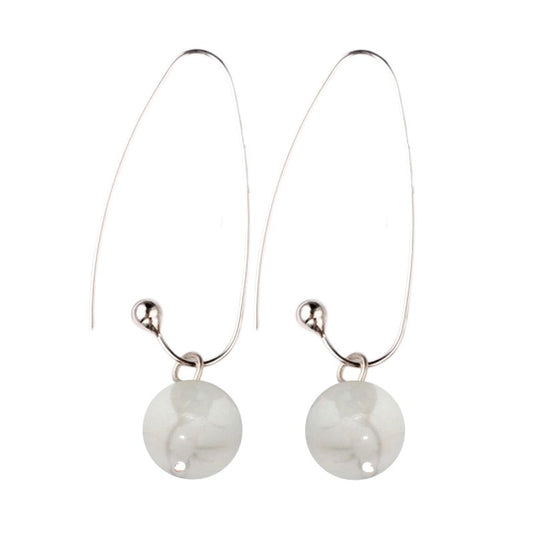 Boucles d'oreilles pendantes acier inoxydable pierres naturelles howlite