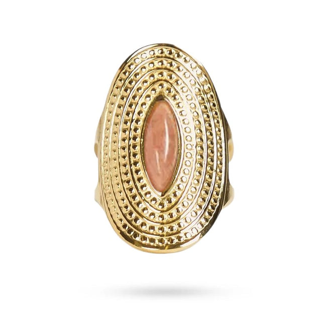 Bagues pour femme acier inoxydable pierre naturelle de soleil Bagues pierres naturelles Bijouxmode