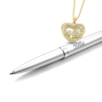 Collier pour femme chaîne ornée d'un joli pendentif 3 cœurs serti de zirconiums Colliers plaqué or Bijouxmode