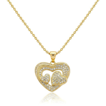 Collier pour femme chaîne ornée d'un joli pendentif 3 cœurs serti de zirconiums Colliers plaqué or Bijouxmode