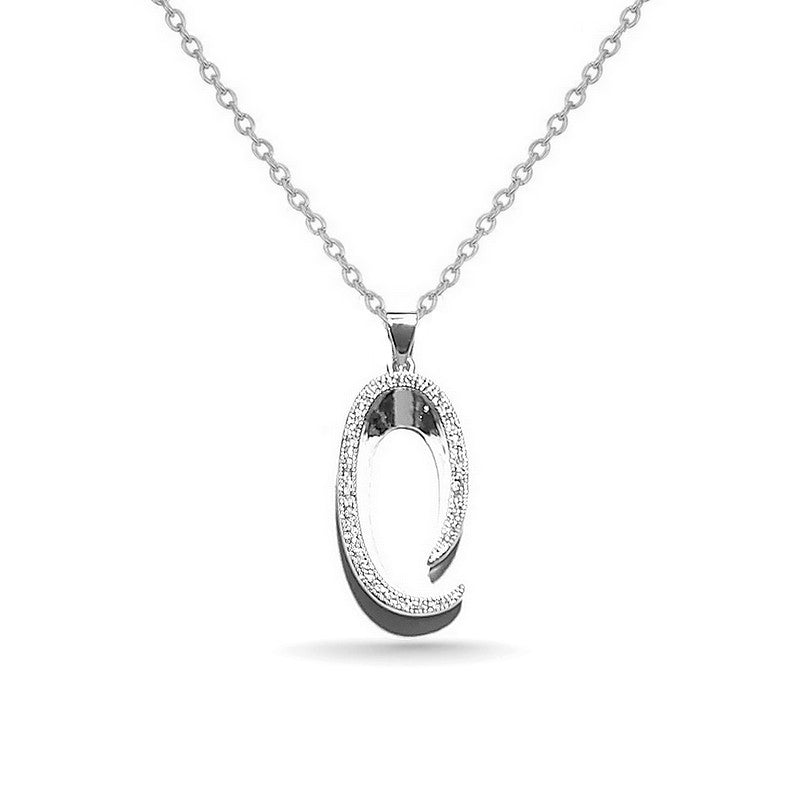 Collier rhodié chaîne et pendentif forme ovale