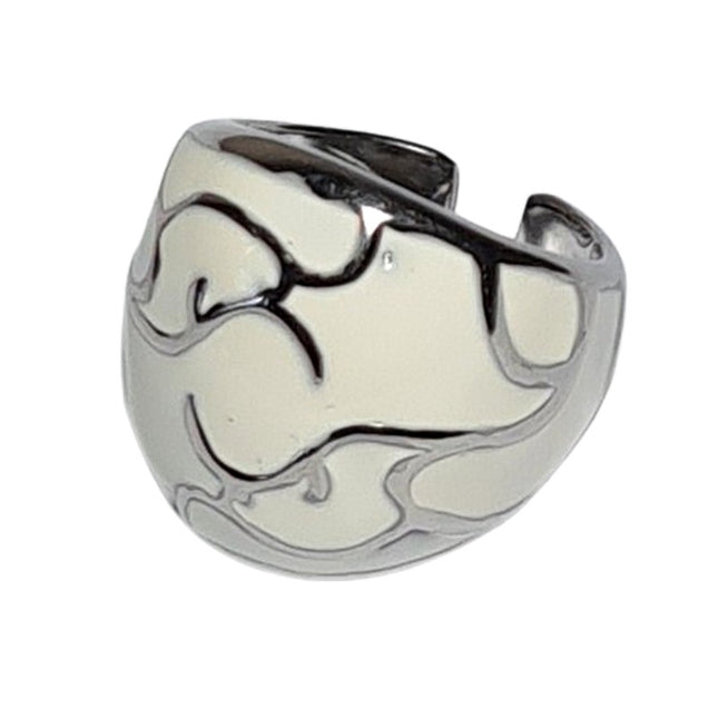 White enamel stainless steel ring