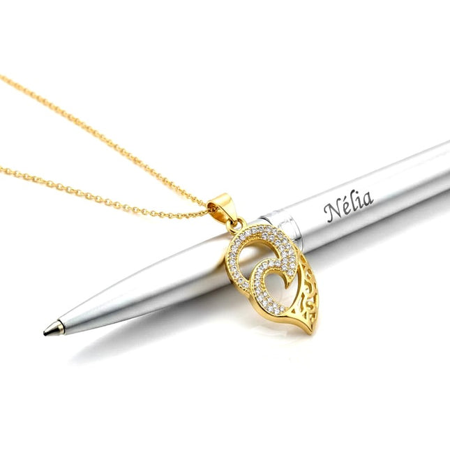 Collier pour femme chaîne ornée d'un joli pendentif entrelacé serti de zirconiums Colliers plaqué or Bijouxmode