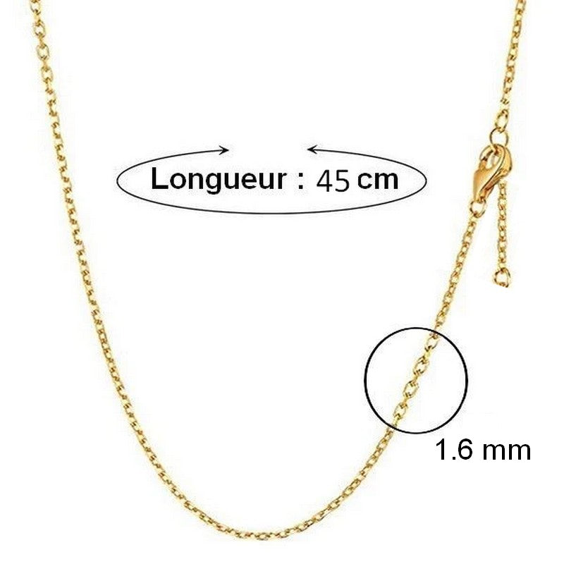 Lot de 10 Chaines acier couleur or maille forçat 1.6 mm - 45 + 5 cm