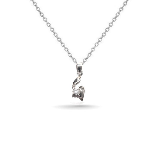 Collier rhodié chaîne et pendentif diamant