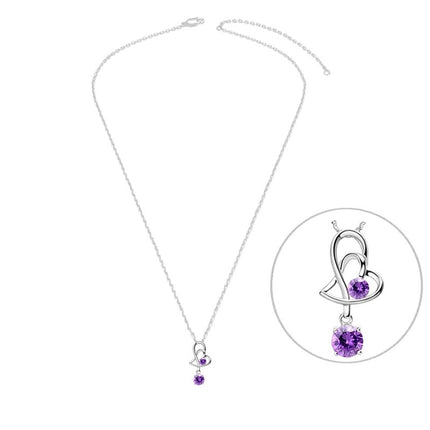 Collier argent 925 cœur oxyde mauve Cotemode