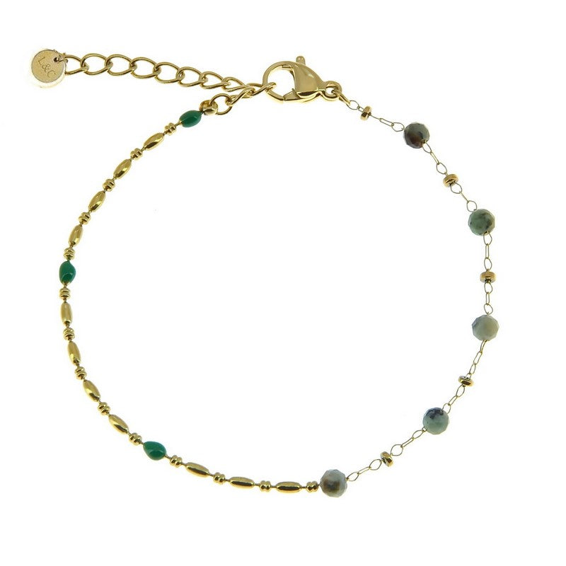 Bracelet acier inoxydable Sophia pierre turquoise d'Afrique
