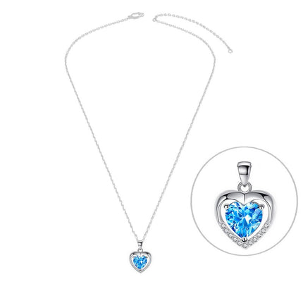 Collier argent 925 Cœur zirconiums sertis oxyde bleu Cotemode