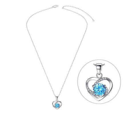 Collier argent 925 cœur entrelacé zirconiums sertis oxyde bleu Cotemode