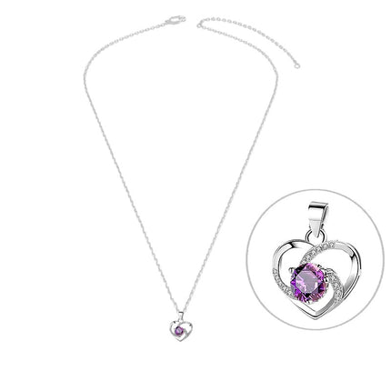 Collier argent 925 cœur entrelacé zirconiums sertis oxyde mauve Cotemode
