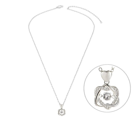 Collier argent 925 double cœur entrelacé zirconiums sertis oxyde blanc Cotemode