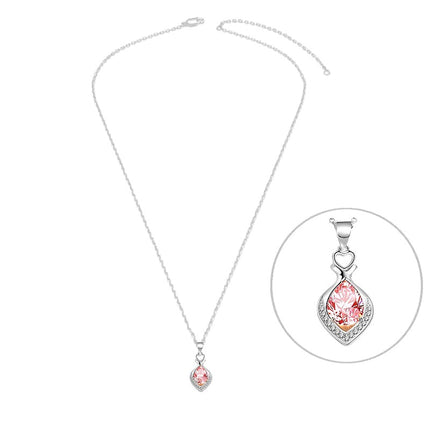Collier argent 925 zirconiums sertis et oxyde rose Cotemode
