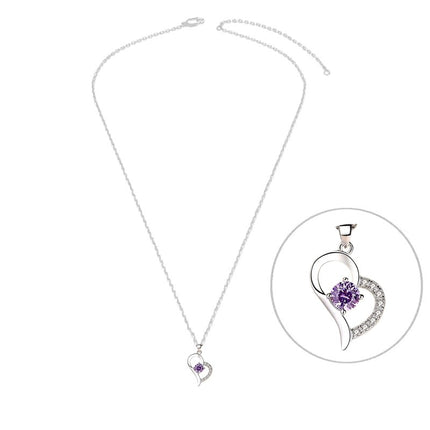 Collier argent 925 cœur zirconiums sertis oxyde mauve Cotemode