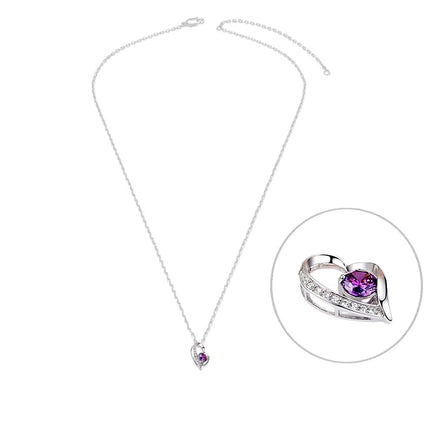Collier argent 925 cœur zirconiums sertis oxyde mauve Cotemode