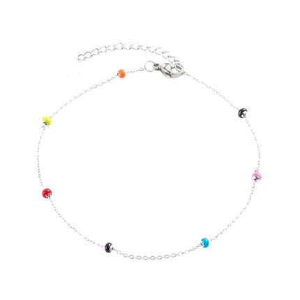 Chaîne de cheville en acier inoxydable perles de couleurs Bijouxmode