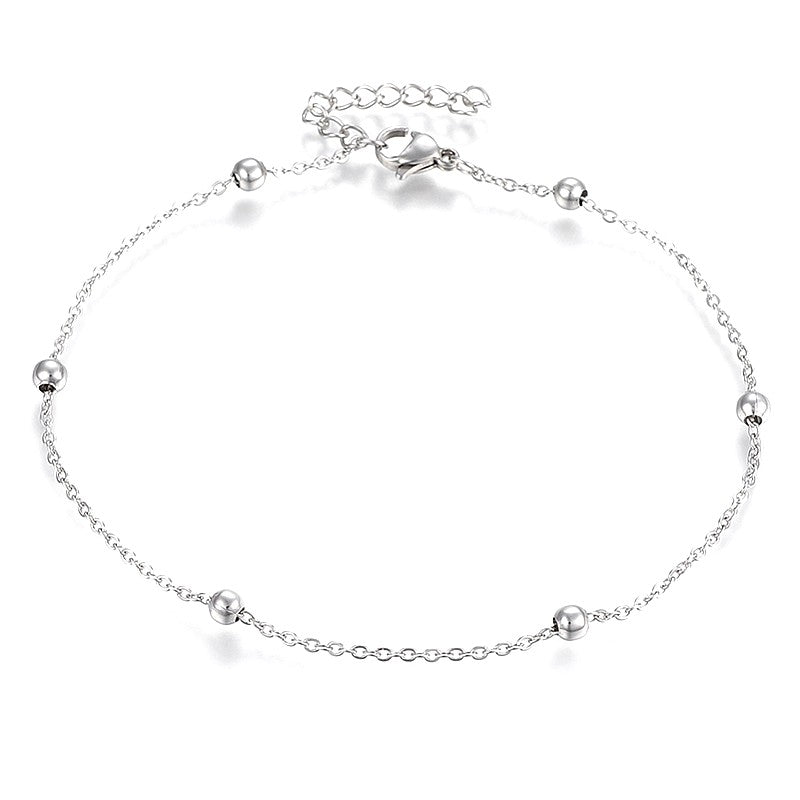 Stainless steel ankle chain with ball charms