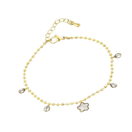 Bracelet en acier inoxydable breloque coquille de nacre et zirconiums Bijouxmode