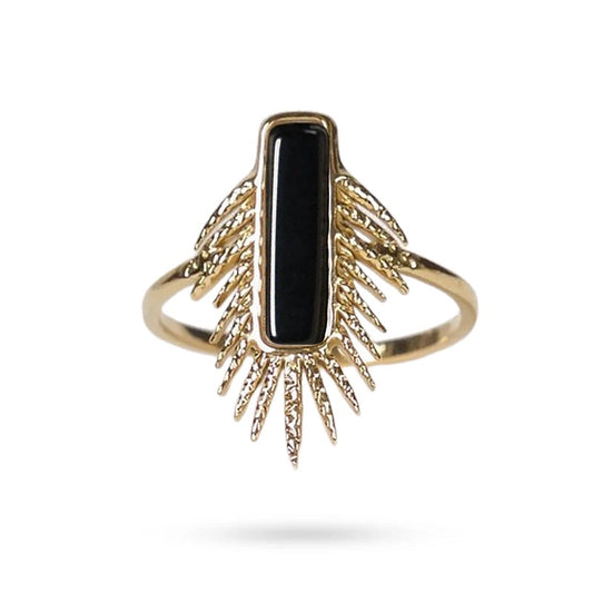 Anillos para mujer acero inoxidable Suzie piedra natural ágata negra