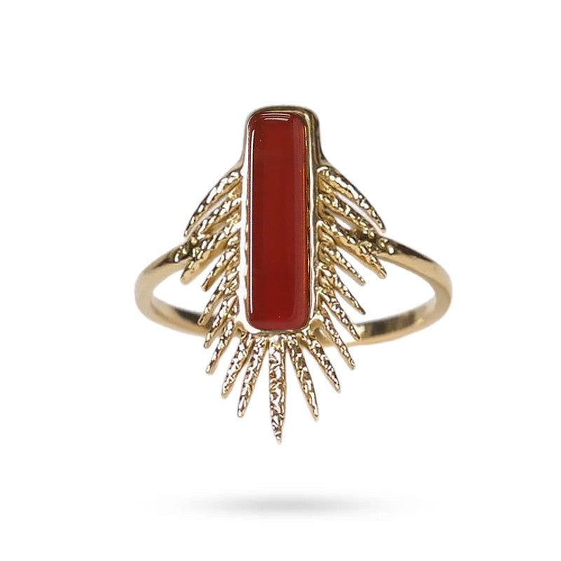 Anillos para mujer acero inoxidable Suzie piedra natural ágata roja