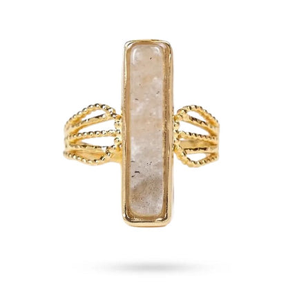 Bagues pour femme acier inoxydable Charlotte pierre naturelle labradorite Bagues pierres naturelles Bijouxmode