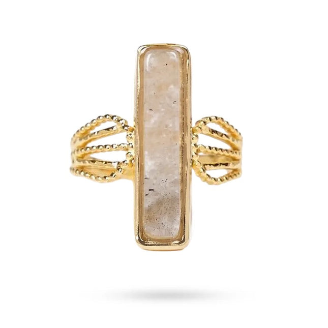 Bagues pour femme acier inoxydable Charlotte pierre naturelle labradorite Bagues pierres naturelles Bijouxmode