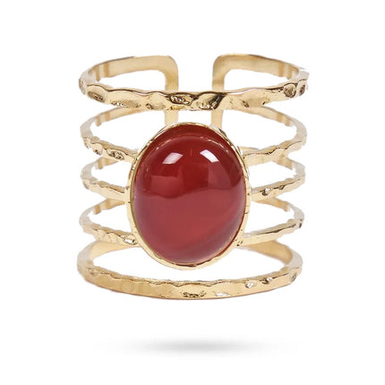 Bagues pour femme acier inoxydable Romy pierre naturelle agate rouge Bagues pierres naturelles Bijouxmode