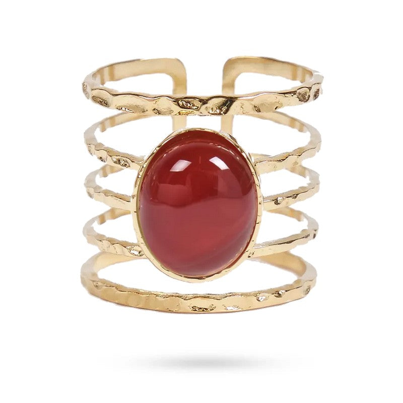 Anillos para mujer acero Romy piedra natural ágata roja