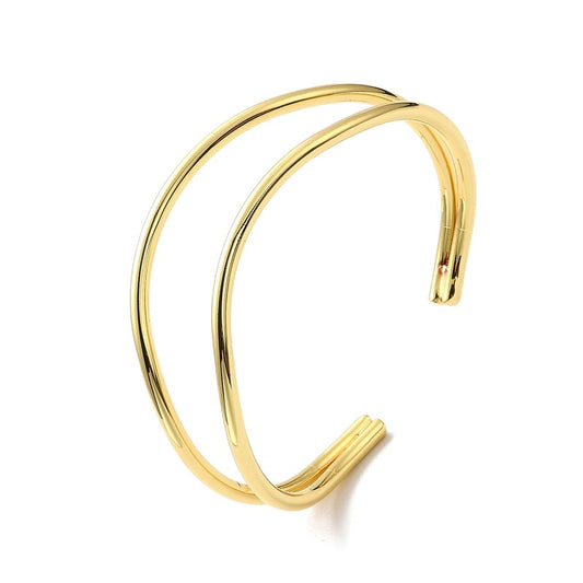 Gold cuff bracelet for women 2 rows