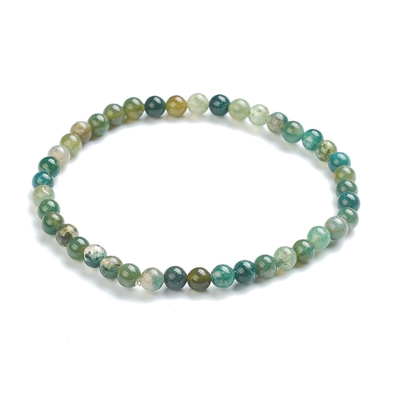 Pulsera para mujer - cuentas de ágata verde natural 4 mm