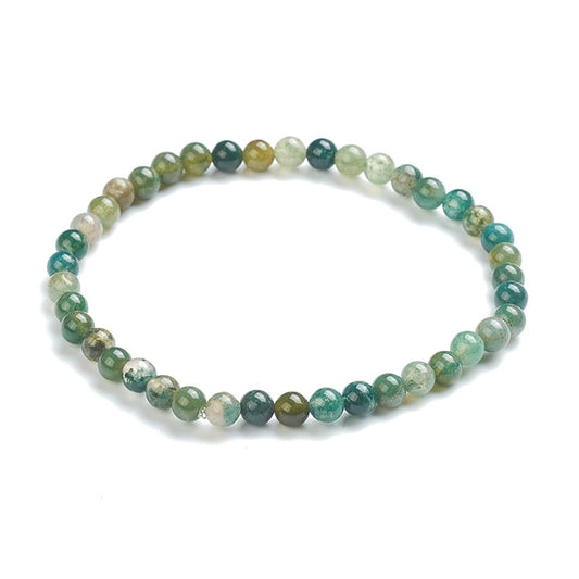 Bracelet pour femme - perles naturelles agate verte 4 mm