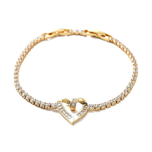 Pulsera para mujer - corazón de circonitas blancas