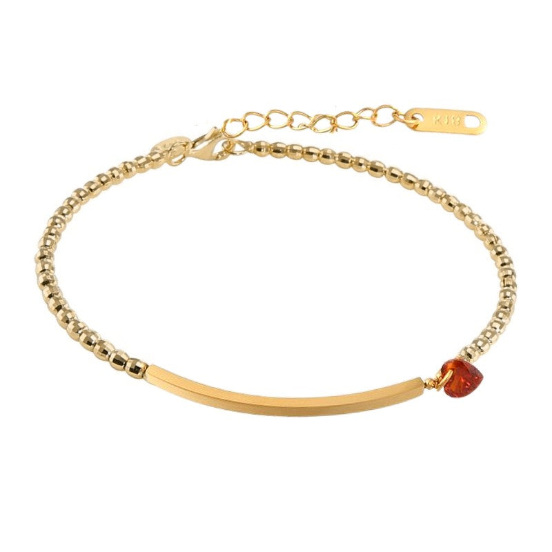 Bracelet souple pour femme chaîne bille avec breloque cœur