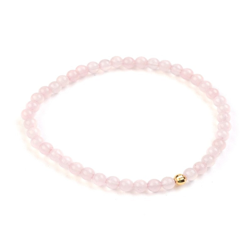 Bracelet pour homme ou femme - Pierres naturelles quartz rose et perle argent 925