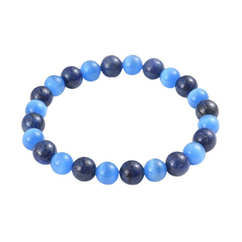 Bracelet pour homme ou femme - pierre naturelle 6 mm - lapis lazuli œil de chat