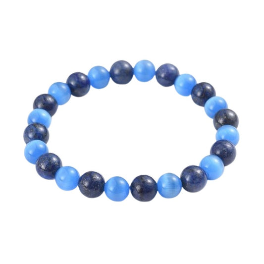 Bracelet for men or women - natural stone 6 mm - cat's eye lapis lazuli