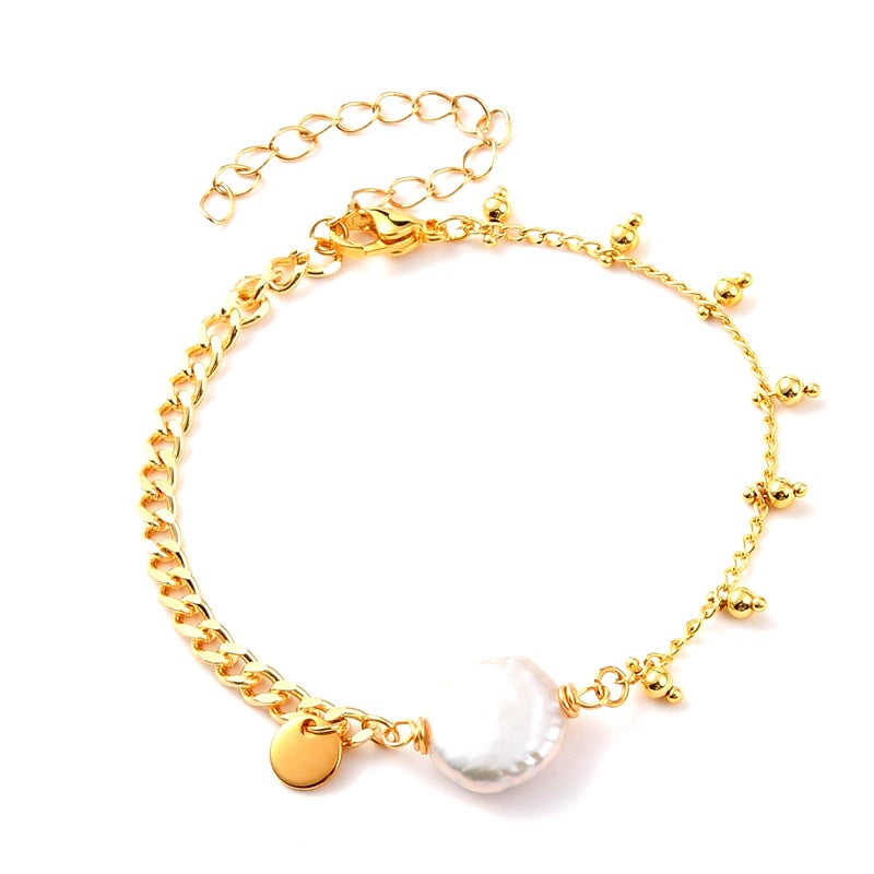 Bracelet femme pierres naturelles et perles d'or