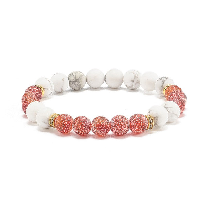 Pulsera para hombre o mujer - Piedras naturales patinadas ágata roja y howlita