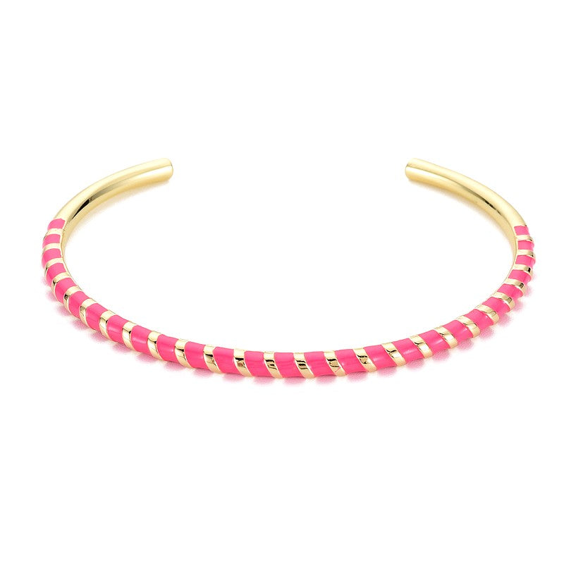 Women's bracelet - zirconium and pink enamel cuff