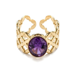 Bague acier inoxydable pierres naturelles améthyste Bagues pierres naturelles Bijouxmode