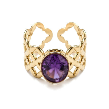 Bague acier inoxydable pierres naturelles améthyste Bagues pierres naturelles Bijouxmode