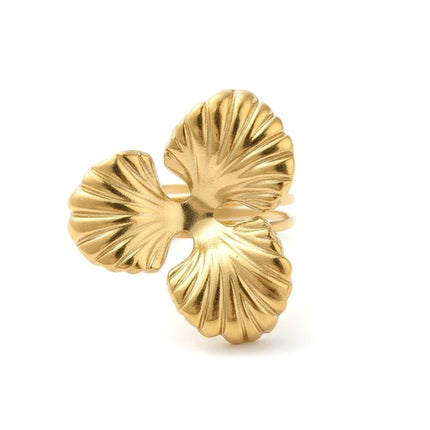 Bague acier inoxydable réglable argentée fleur 3 pétales 25 mm