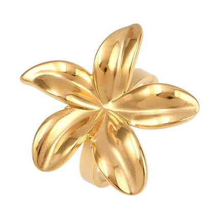 Bague acier inoxydable réglable dorée fleur 30 mm