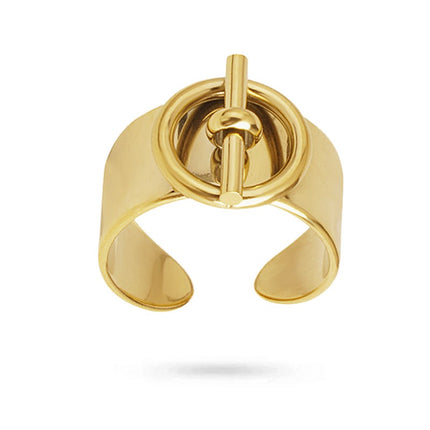 Bague acier inoxydable réglable doré à l'or fin