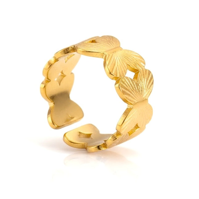 Bague acier inoxydable réglable lignée de papillon