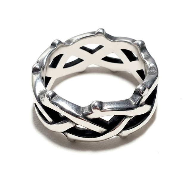 Bague chevalière acier inoxydable os entrelacés