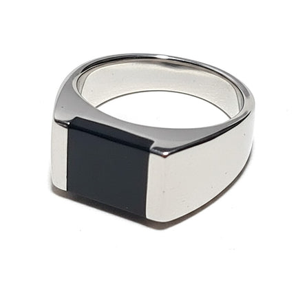 Bague chevalière acier inoxydable titane noir